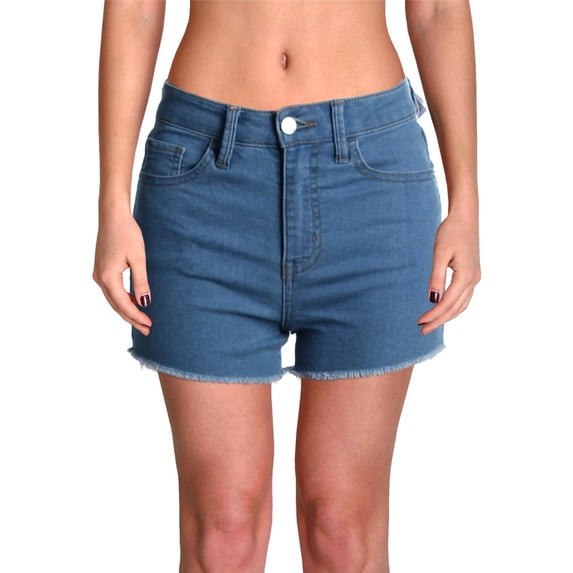 Tinseltown Womens Juniors High Rise High Waist Denim Shorts Blue 5