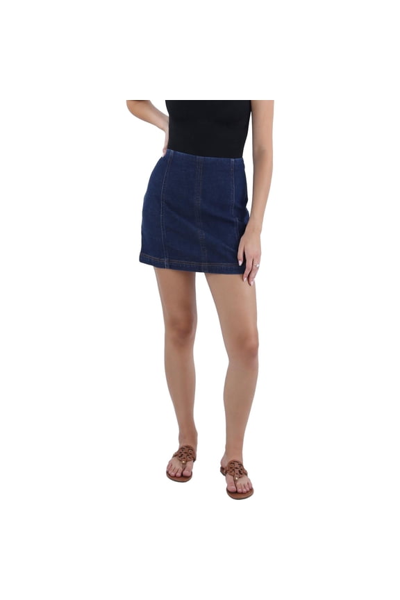 Womens Juniors Mini Solid Denim Skirt S
