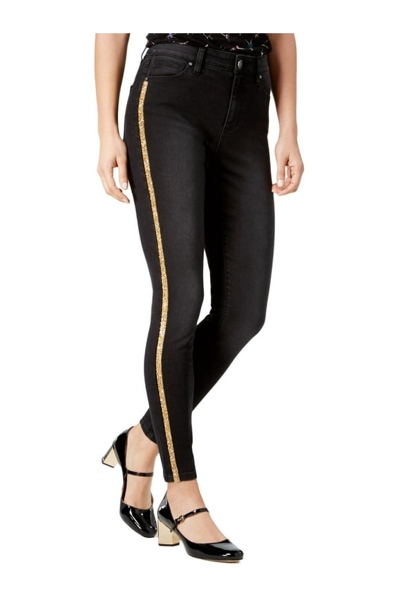 Womens Juniors More Is More Denim Glitter Skinny Jeans