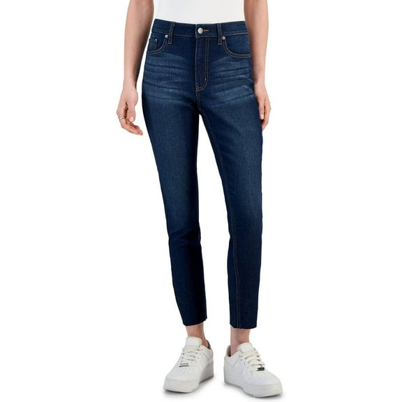 Tinseltown Womens Juniors Raw Hem High Rise Skinny Jeans
