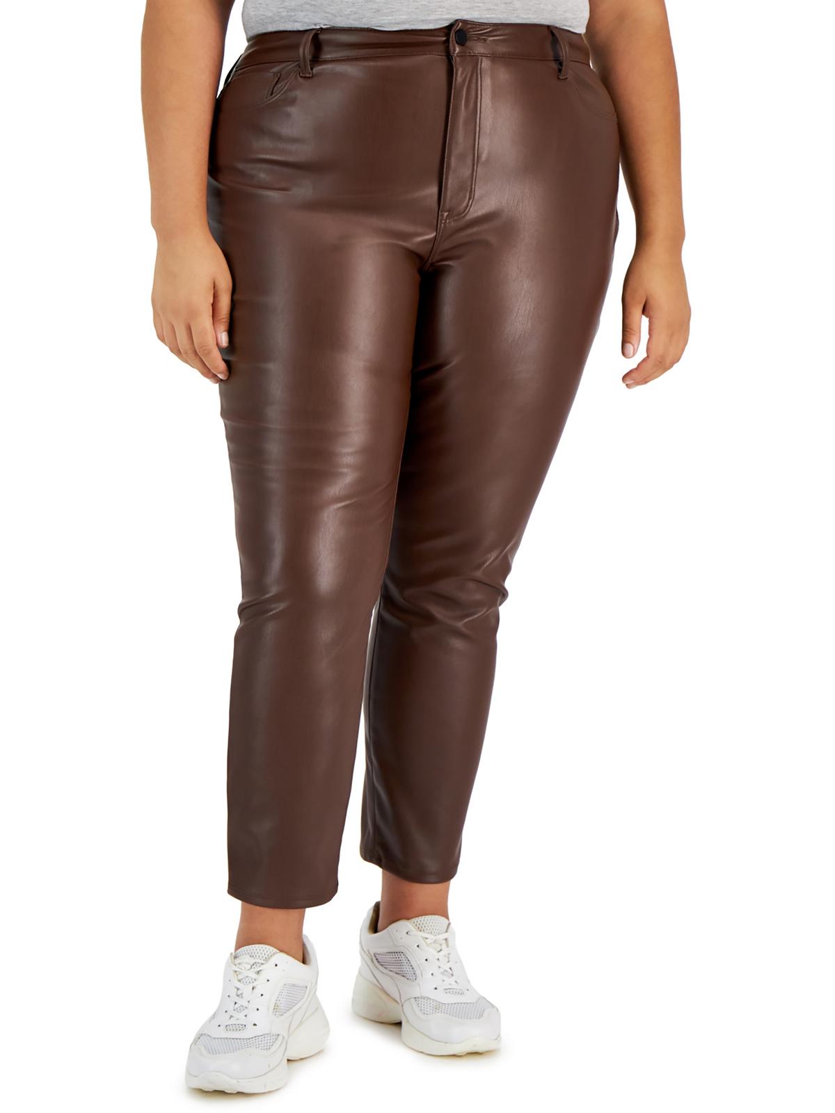 Tinseltown Womens Plus Coated High-Waisted Skinny Pants
