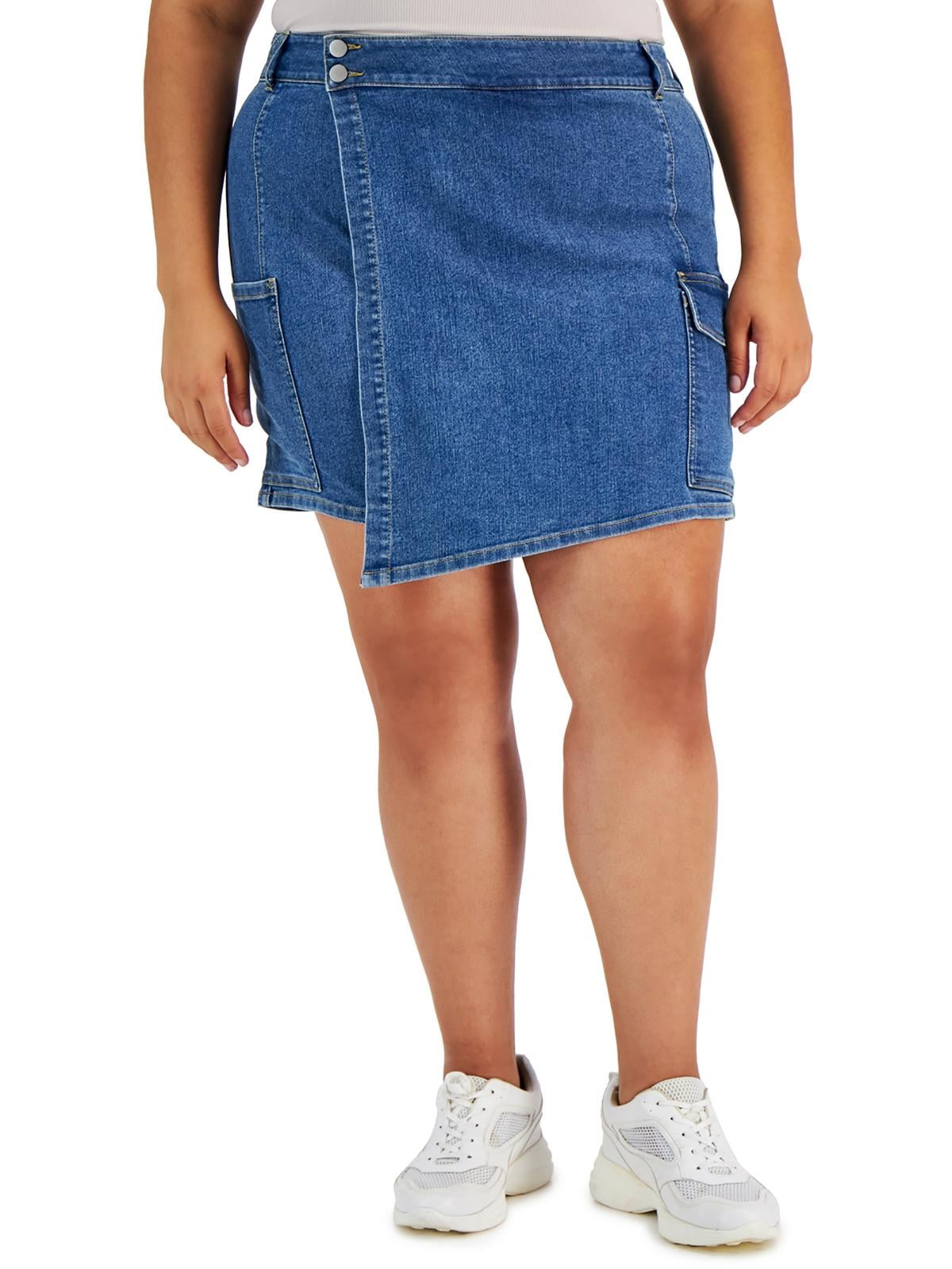 Tinseltown Womens Plus Denim Faux Wrap Skort