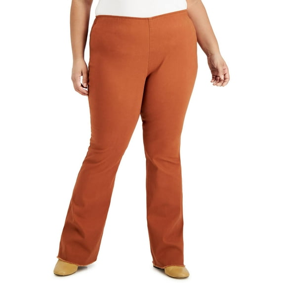 Tinseltown Womens Plus High Rise Frayed Hem Flared Jeans