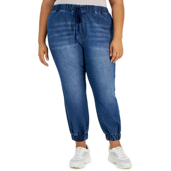 Tinseltown Womens Plus Junior High Rise Jogger Jeans