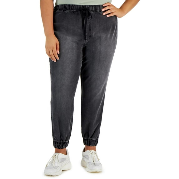 Tinseltown Womens Plus Junior High Rise Jogger Jeans