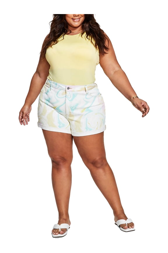 Womens Plus Mini High Rise Denim Shorts