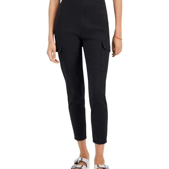 Tinseltown Womens Pull On Casual Cargo Pants, Black, Juniors, X-Small
