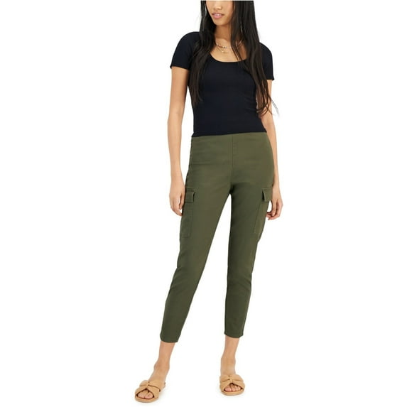 Tinseltown Womens Pull On Casual Cargo Pants, Green, Juniors, Medium