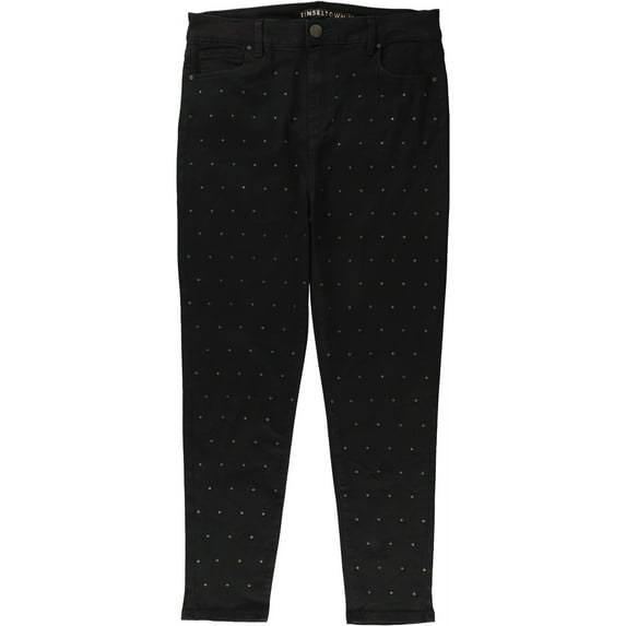 Tinseltown Womens Studded Skinny Fit Jeans, Black, 13