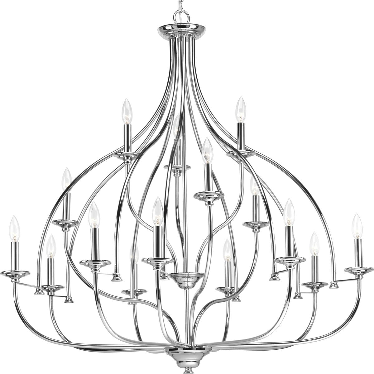 Polished Chrome Fifteen-Light Candle Chandelier