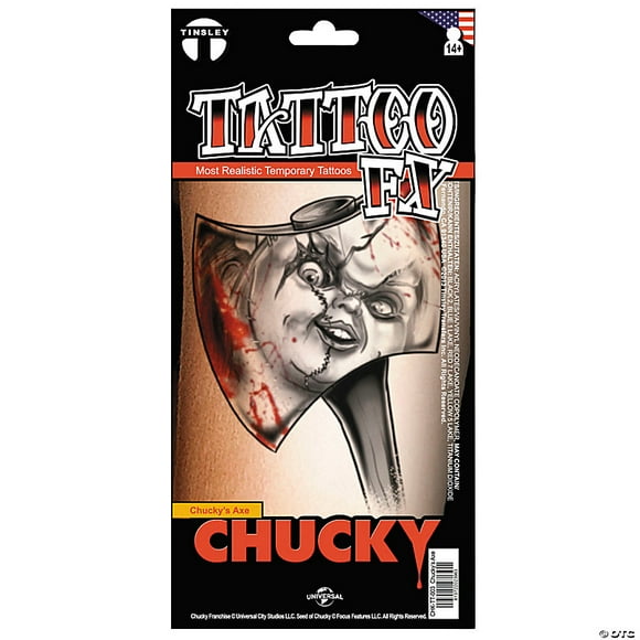 Tinsley Tattoos CHKTT003 Chucky with Axe Tattoo