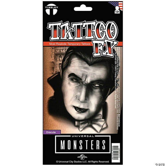 Tinsley Tattoos UMTT001 Universal Monster Dracula Tattoo