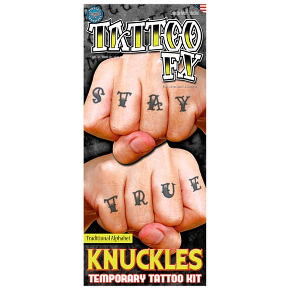 Tinsley DFCT409 Tinsley Transfers Character Knuckle Traditional Alphabet Temporary Tattoos