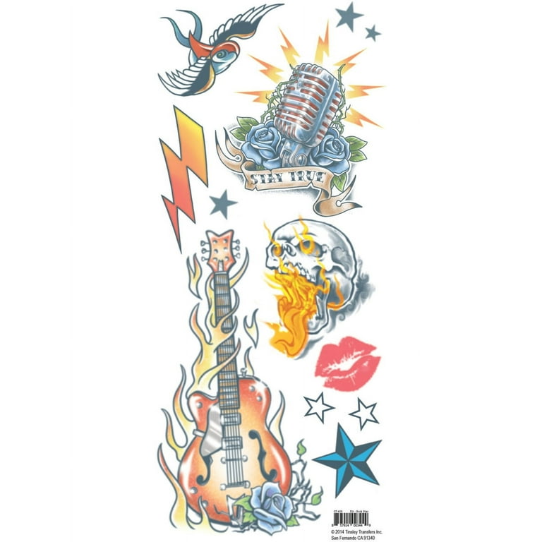 Rock and Roll Party Temporary Tattoo Transfers. Rockstar 