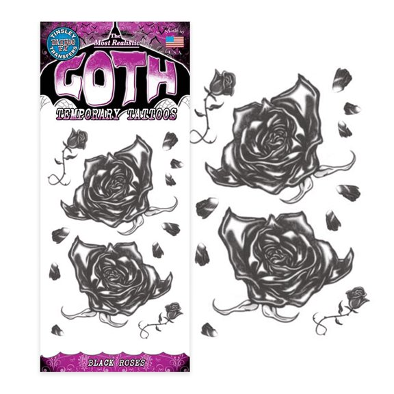Tinsley Transfers Temporary Tattoo - Black Roses