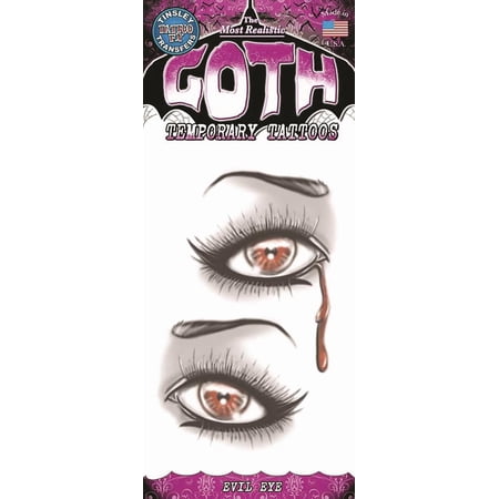 Tinsley Transfers Evil Eye Goth Temporary Tattoo FX, Black White Red