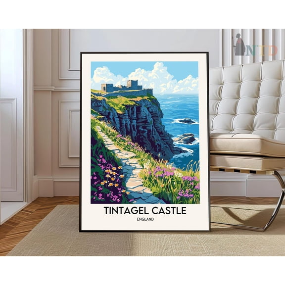 Tintagel Castle Cornwall Poster, Unframed Paper Poster 8x10in