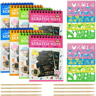DIY Scratch Note Book with Wood Pencil Novelty Drawing Painting Sketch  Black Cardboard for Kids Toy Notebook Party School F626