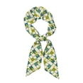 thumbnail image 1 of Tinted Cloth Long Strip Silk Scarf 46.9in×3.1in Soft, Silky, Shiny, Dustproof And Sunscreen For Daily Out Date Travel Photos Lime Houndstooth Hand-Drawn Sketch_2, 1 of 6