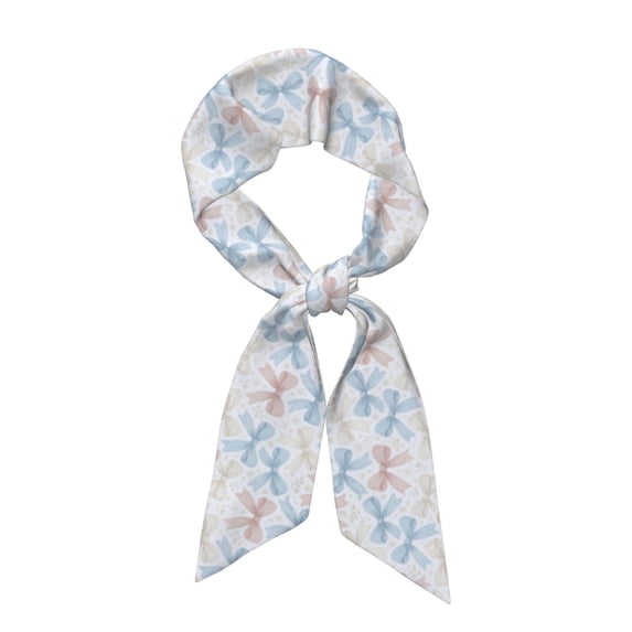 Tinted Cloth Long Strip Silk Scarf 46.9in×3.1in Soft, Silky, Shiny, Dustproof And Sunscreen For Daily Out Date Travel Photos Romantic Vintage Lace Ribbon Bow Pattern