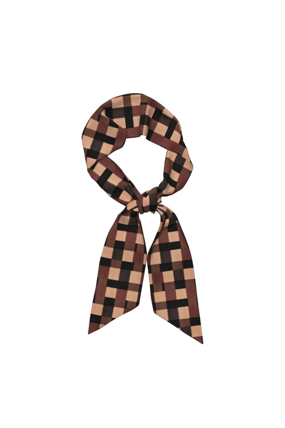 Tinted Cloth Long Strip Silk Scarf 46.9in3.1in Soft, Silky, Shiny, Dustproof And Sunscreen For Daily Out Date Travel Photos Rosybrown Buffalo Plaid Check Tartan Scotland_4