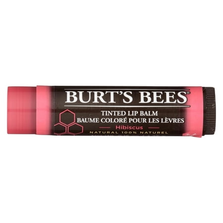 Burt's Bees 100% Natural Tinted Lip Balm, Hibiscus with Shea Butter & Botanical Waxes - 1 Tube