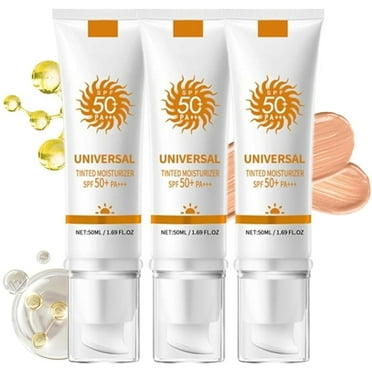Tinted Sunscreen for Face, SPF 50 PA+++ Mineral Tinted Sunscreen, Universal Tinted Moisturizer, Lightweight Waterproof Formula, Travel Size Sunscreen (3 pack)