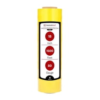 SSBM Yellow Tinted Cast Hand Stretch Wrap 18" x 1500' 4 Rolls 80 Gauge Plastic Self Adhesive Shrink Film for Packing