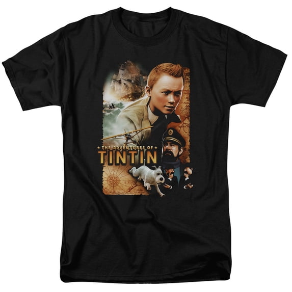 Tintin Men's Adventure Poster T-shirt Black