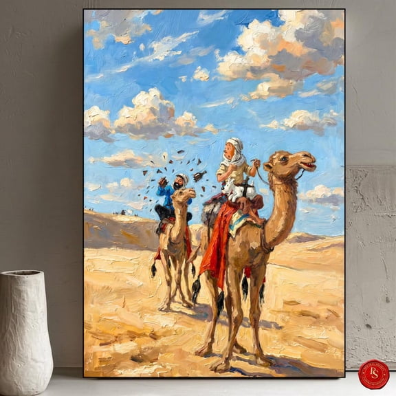 Tintin Desert Expedition Adventure Poster Vintage Comic Illustration Painterly Sandscape Wall Art Decor 8x12 UNFRAMED