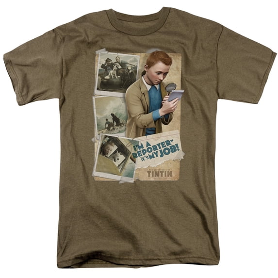 Tintin Im A Reporter Adult 18/1 T-Shirt Safari Green