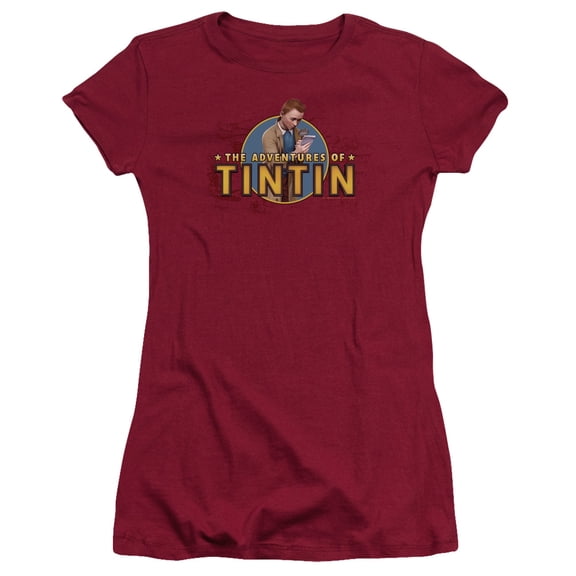 Tintin Looking For Clues Junior Women's T-Shirt Sheer Cardinal