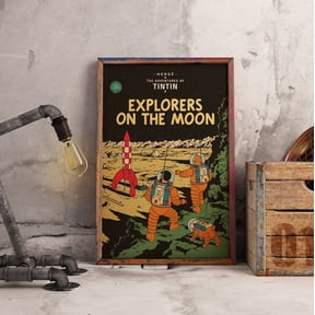 Tintin Poster, Explorers On The Moon Comic Art Print, Unframed Paper Poster 8x10in