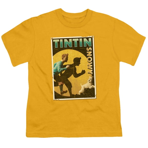 Tintin Tintin & Snowy Flyer Youth 18/1 T-Shirt Gold