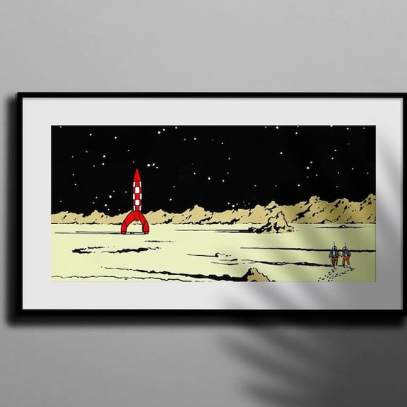 Tintin on the moon, "We walked on the Moon", 4k High Quality Print, Poster, Comic Book Poster, Unframed Paper Poster 8x10in