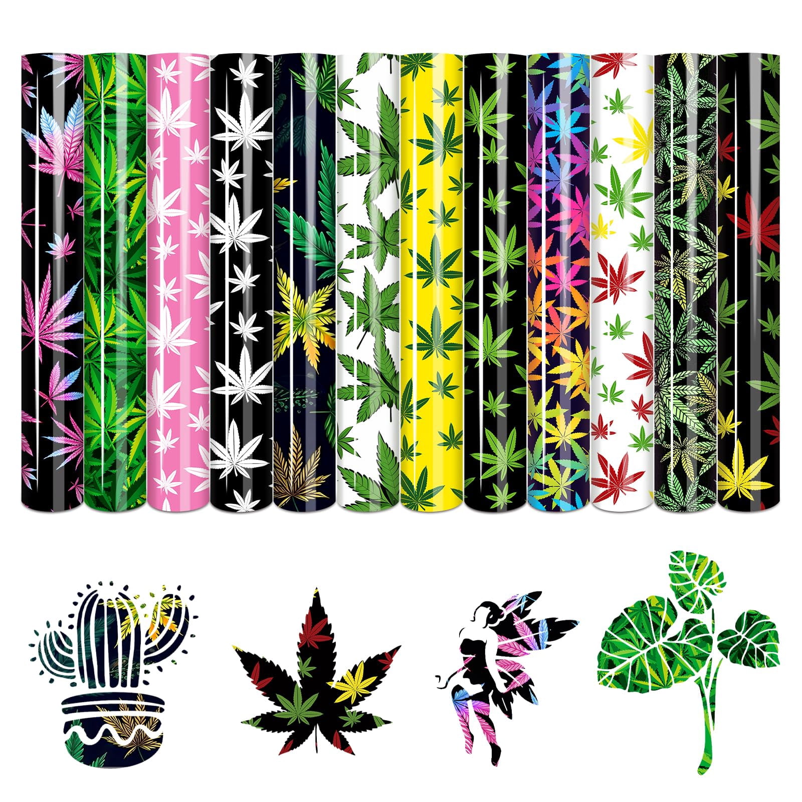 Tintnut Rasta Cannabis Patterned Heat Transfer Vinyl - 12sheets 12 x ...