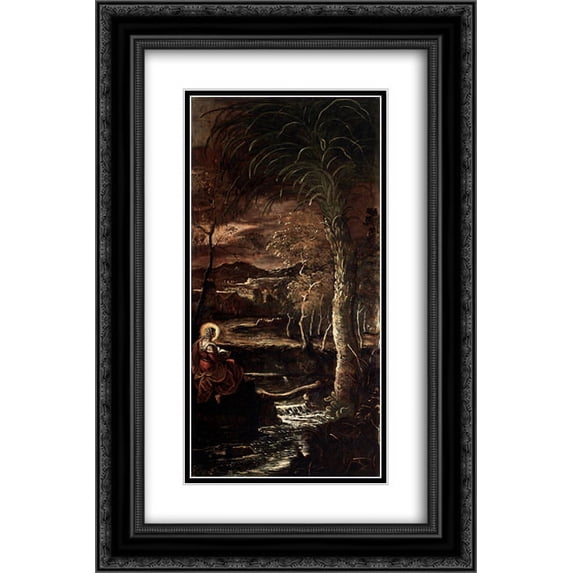Tintoretto 2x Matted 16x24 Black Ornate Framed Art Print 'St Mary of Egypt'