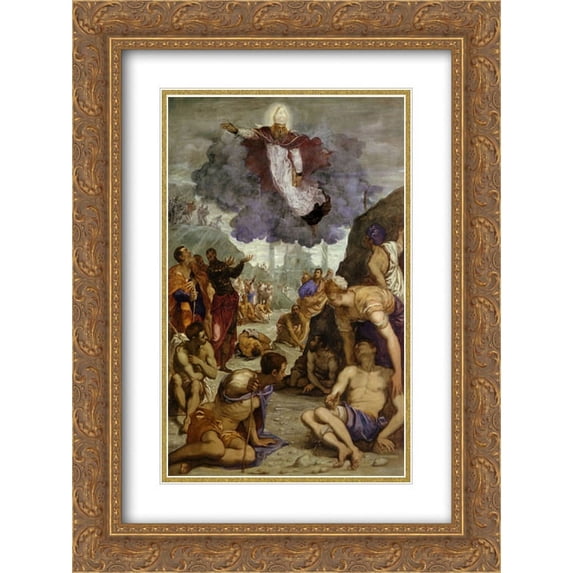 Tintoretto 2x Matted 20x24 Gold Ornate Framed Art Print 'The Miracle of St Augustine'