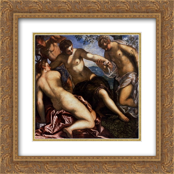 Tintoretto 2x Matted 22x20 Gold Ornate Framed Art Print 'Mercury and the Graces'