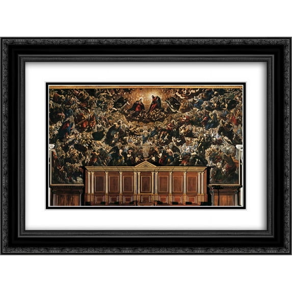 Tintoretto 2x Matted 24x18 Black Ornate Framed Art Print 'Paradise'