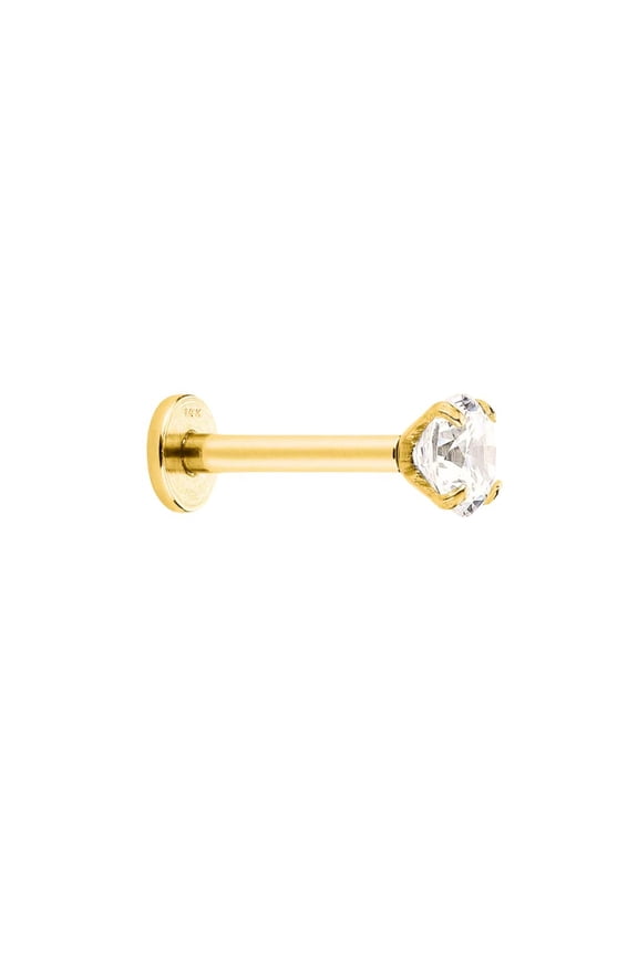 Tiny 2mm Diamond in 14k Gold Flat Back Stud Earrings