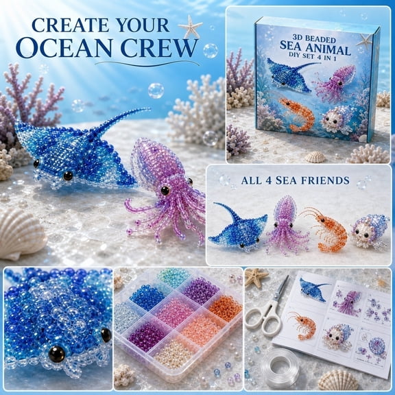 Tiny 3D Beaded Animal DIY Kit, 2026 Cute Animal Beading Craft Set, DIY Bead Embroidery Art Kit for Beginners & Creative Craft Lovers