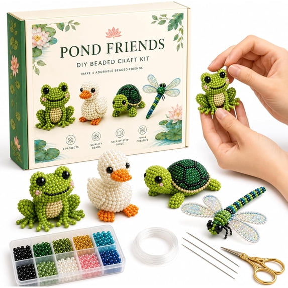 Tiny 3D Beaded Animal DIY Kit, 4PCS DIY Animal Beading Embroidery Kit, All Accessories Included Beads String Tools Guide, Stress Relief Focus for Desk Decor Vibrant Charm