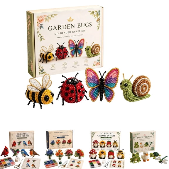 Tiny 3D Beaded Animal DIY Kit, Bead Embroidery Kit, 3D Bead Animal Making Kit for Beginners, Cute Animals Beading Craft Set with Instructions