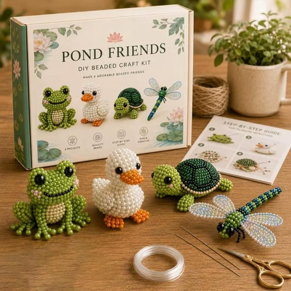 Tiny 3D Beaded Animal DIY Kit, Bead Embroidery Kit for Beginners, Animals Themed Beadwork Craft Set for Adults and Kids