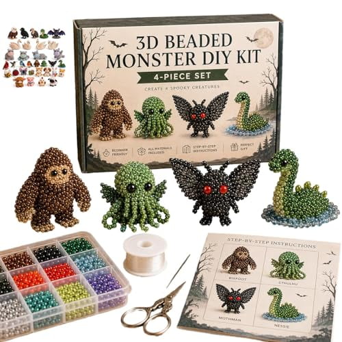 Tiny 3D Beaded Animal DIY Kit – Beginner Friendly Handmade Bead Art Set, Cute Mini Animal Decor Gift Cryptid & Monster