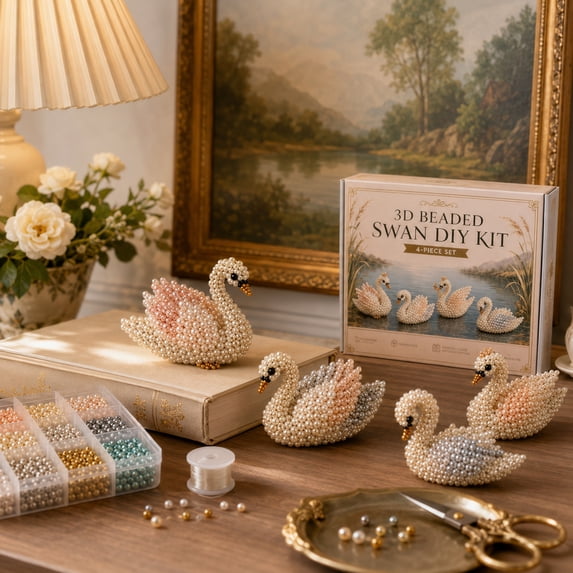 Tiny 3D Beaded Animal DIY Kit – Beginner Friendly Handmade Bead Art Set, Cute Mini Animal Decor Gift for Craft Lovers Swan