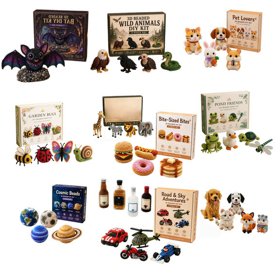 Tiny 3D Beaded Animal DIY Kit – Beginner Friendly Handmade Bead Art Set, Cute Mini Animal Decor Gift for Craft Lovers wine bottle-4pcs