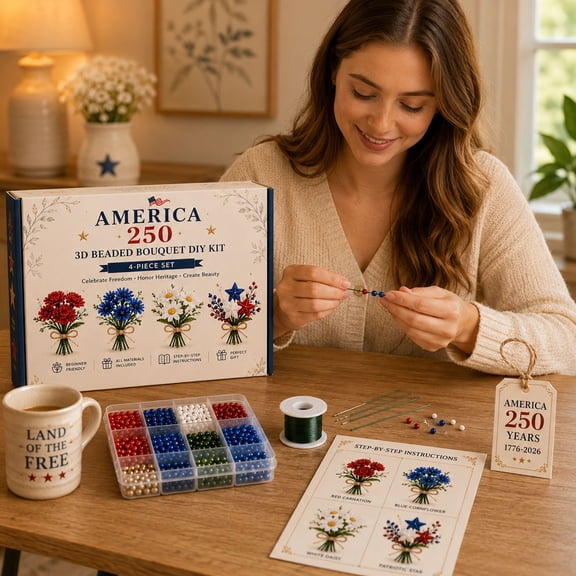 Tiny 3D Beaded Animal DIY Kit - Cute Mini Bird Beads Embroidery Kit, Create Adorable 3D Beaded Crafts, Beginner Friendly Handmade Bead Art Set with Instructions, Storage Box (Bouquet 02)
