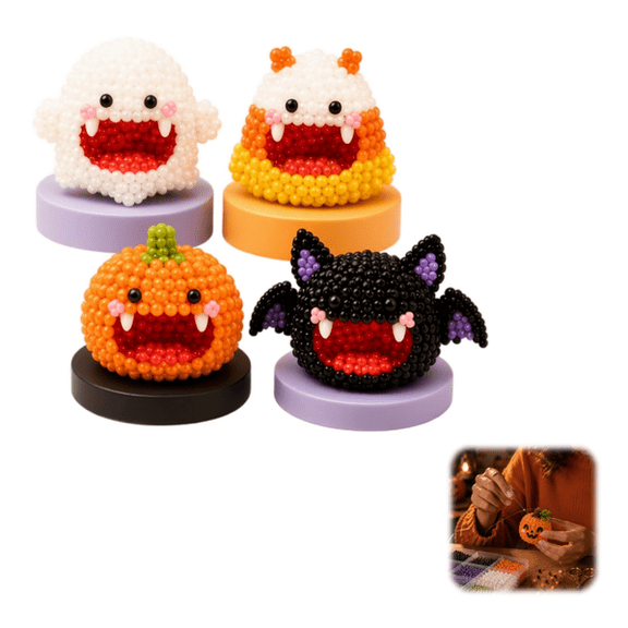 Tiny 3D Beaded Animal DIY Kit - Cute Mini Bird Beads Embroidery Kit, Create Adorable 3D Beaded Crafts, Beginner Friendly Handmade Bead Art Set with Instructions, Storage Box (Ghost)